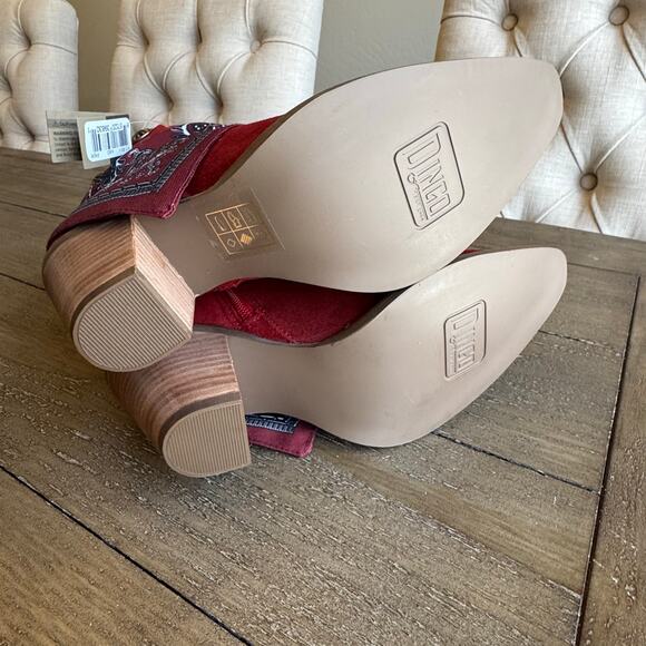 Dingo Red Ankle Boots with Bandana Detail - Picture 6 of 14